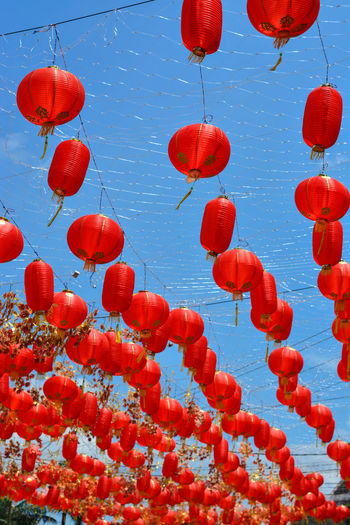 Chinese lanterns hung on the streets of solo, central java during the chinese new year 2020