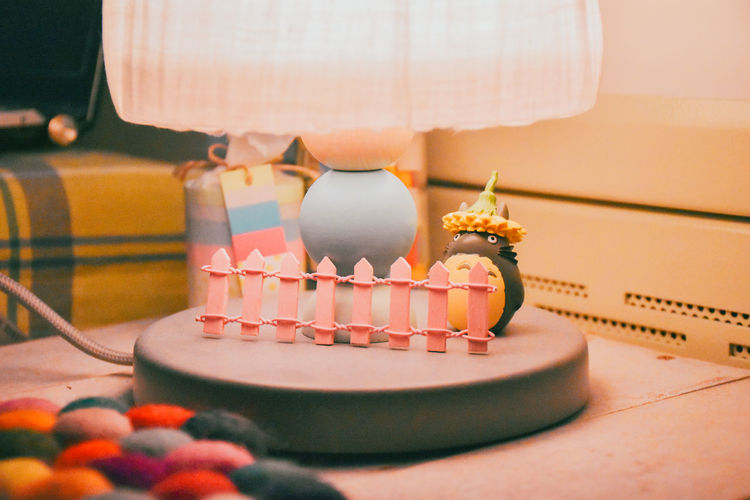 Close-up of totoro on table