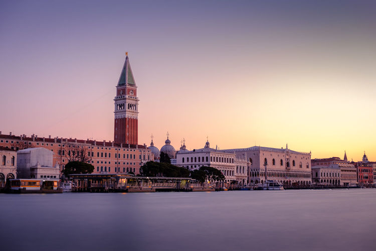 View of san giorgio maggiore against clear sky during sunset