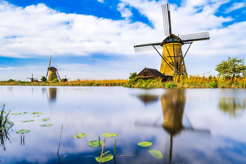 Kinderdijk windmill and reflection