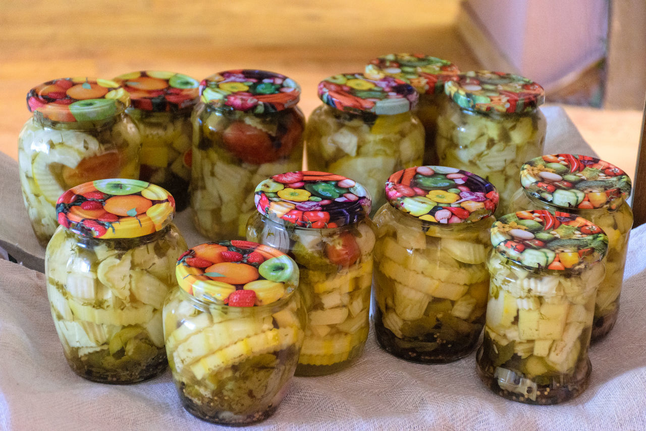 food and drink, food, preserved food, dessert, snack, pickling, baked, no people, freshness, multi colored, produce, indoors, container, vegetable, variation, sweet food, still life, close-up, healthy eating