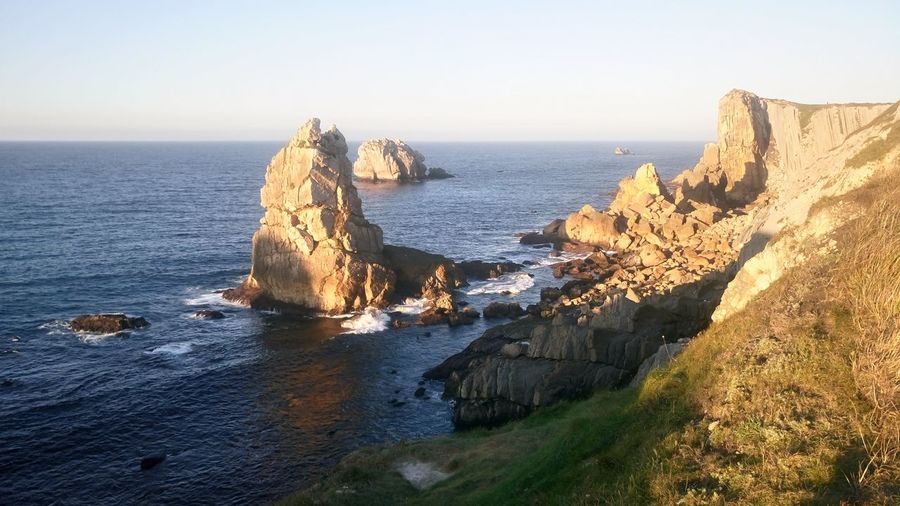 Scenic view of sea against clear sky