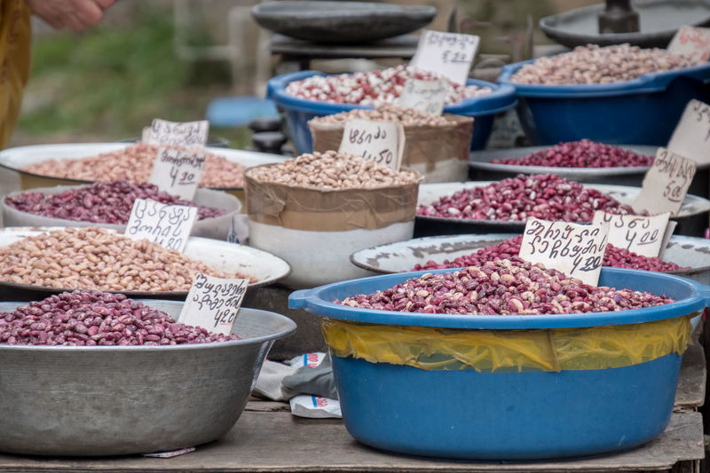 Various nuts for sale at market stall