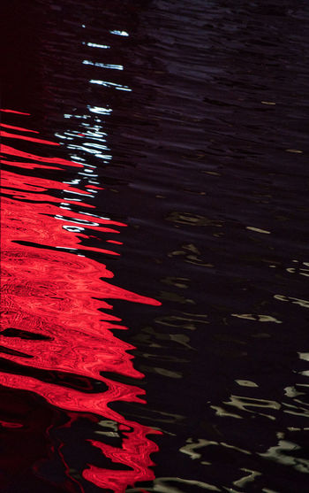 High angle view of red water in lake