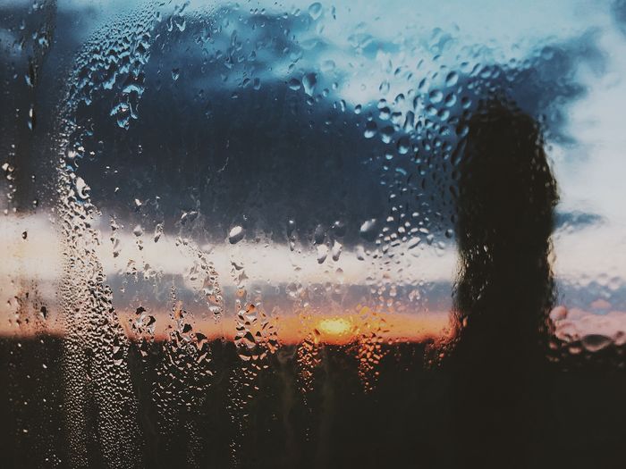 Close-up of water drops on window