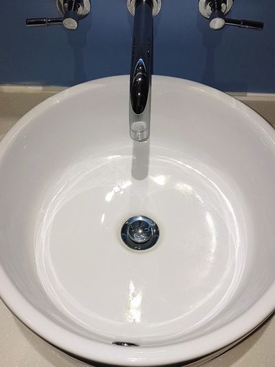 Close-up view of faucet