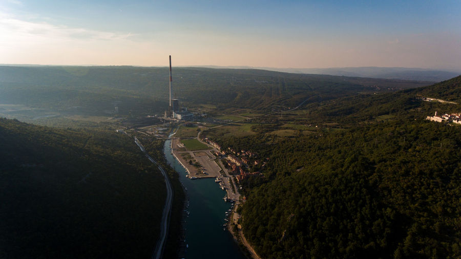 Aerial view of river amidst landscape