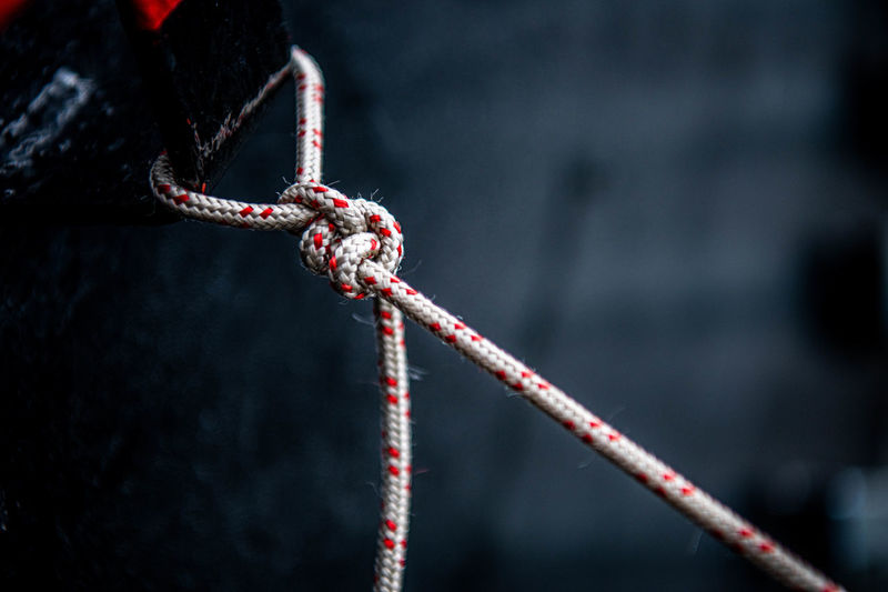 Close-up of rope tied on pole