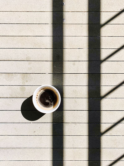 Directly above shot of coffee cup on wall
