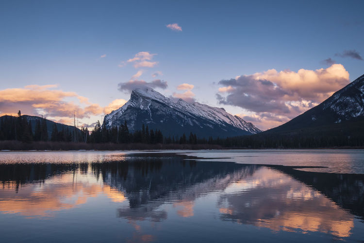 Mount rundle reflected in vermillion lakes, banff