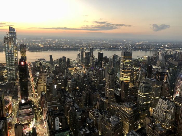 Panorama of new york at sunset from the hudson river
