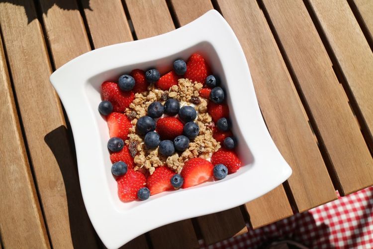 Close-up of strawberries in bowl