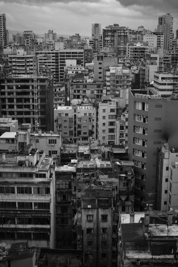 Beirut city skyline in black and white