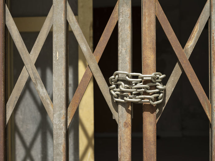Close-up of metallic gate