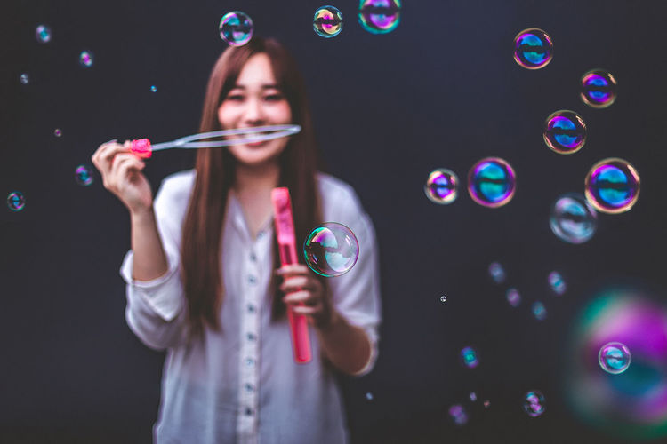 Woman with bubbles