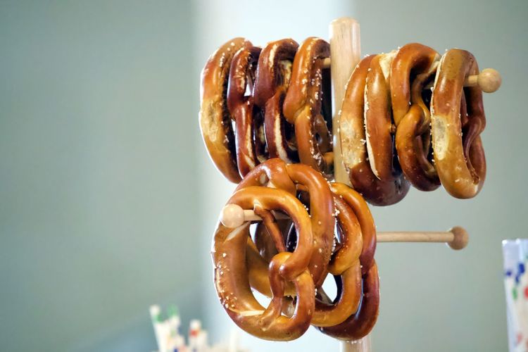 Close-up of pretzels