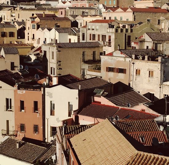 High angle view of cityscape against sky