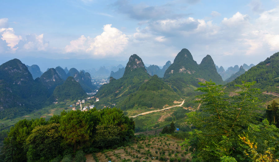 Scenic view of mountains against sky