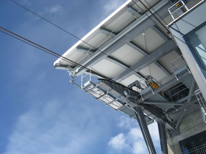 Low angle view of modern building against sky