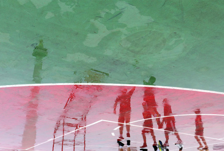 Full frame shot of wet sports court