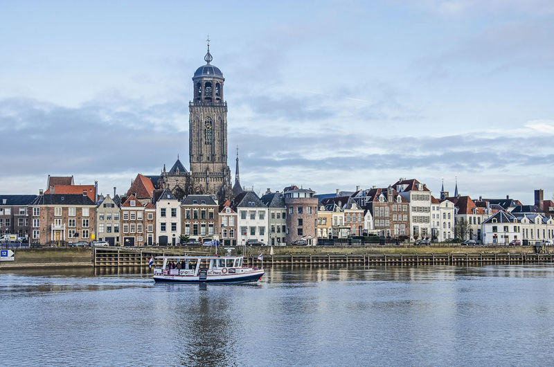 Deventer river, ferry, church and waterfront