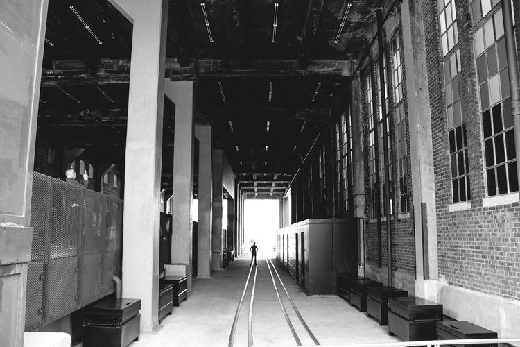 Narrow corridor of industrial building