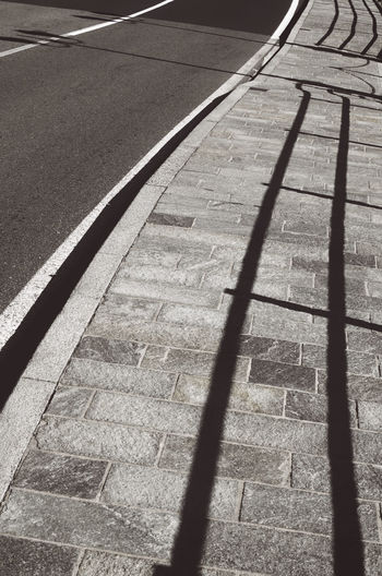 High angle view of shadow on street