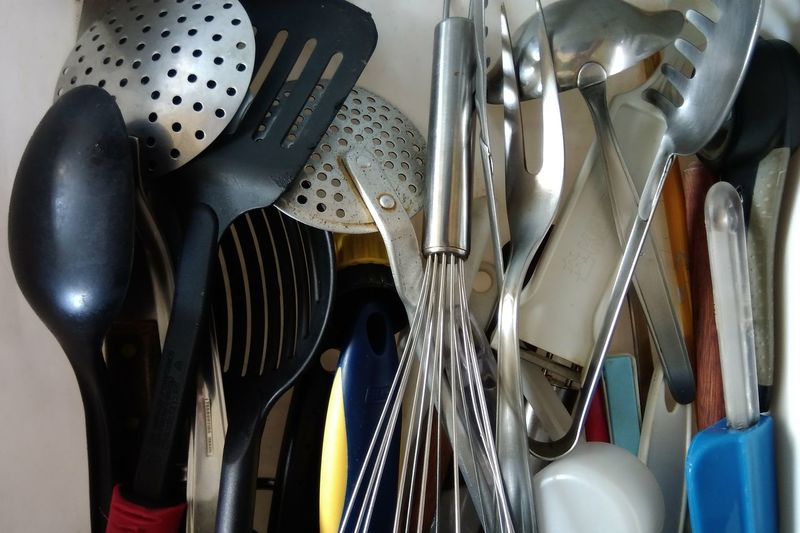 Close-up of utensils in kitchen