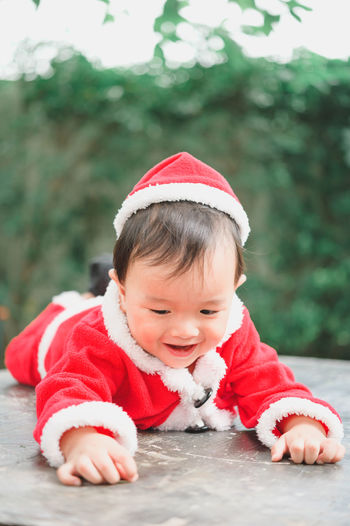 Cute baby girl in snow