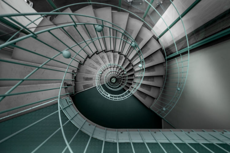 Directly above shot of spiral staircase