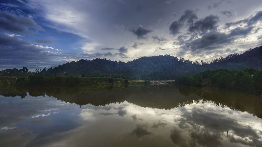 Scenic view of lake against sky