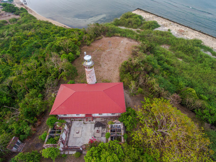 High angle view of built structure on beach