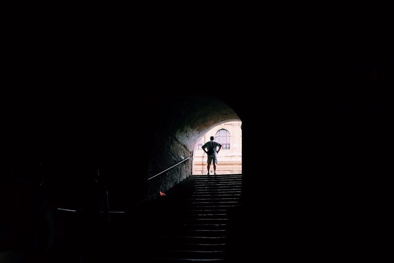 People in tunnel