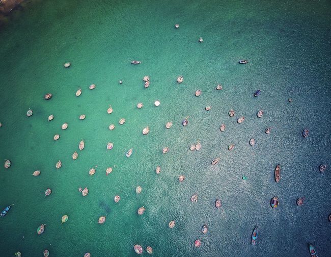 High angle view of water drops on sea