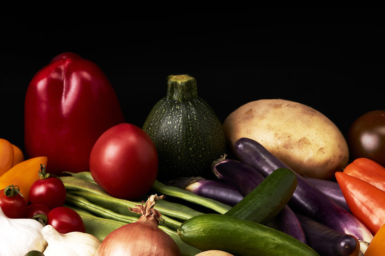 Close-up of vegetables on black background
