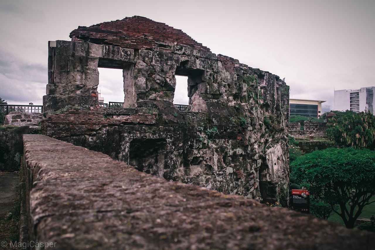 LOW ANGLE VIEW OF OLD RUIN BUILDING