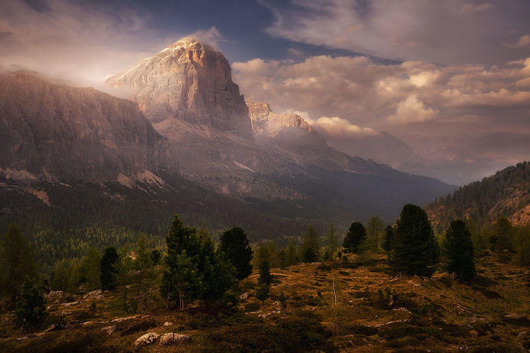 Scenic view of mountains against sky