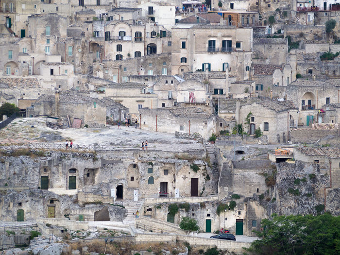 High angle view of buildings in matera