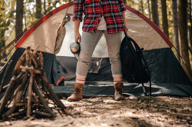 Low section of woman in tent