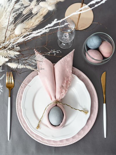 Setting happy christian easter table