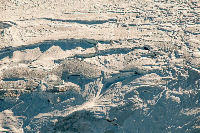 High angle view of snow on mountain