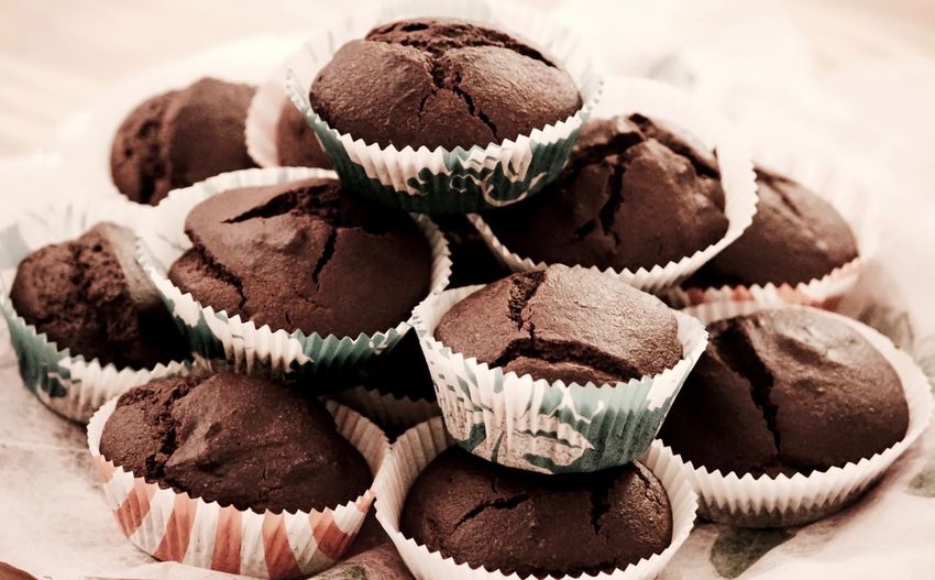 Close-up of chocolate muffins on table