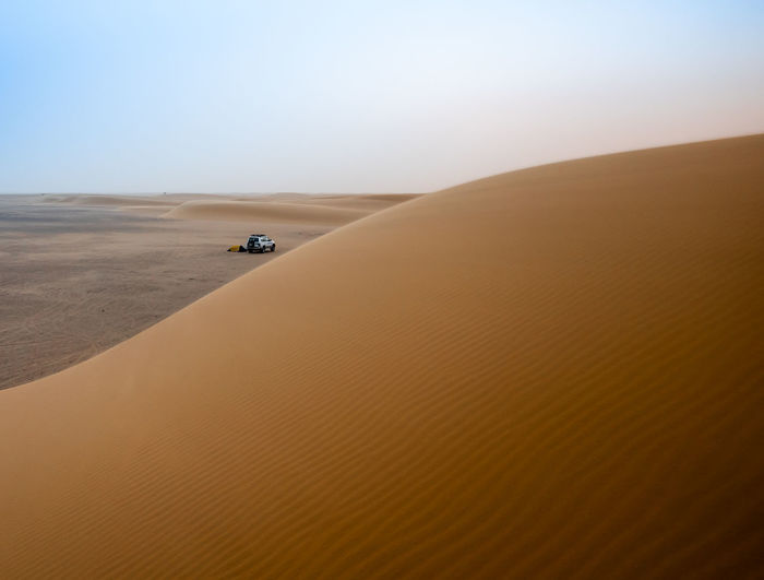 Scenic view of desert against clear sky