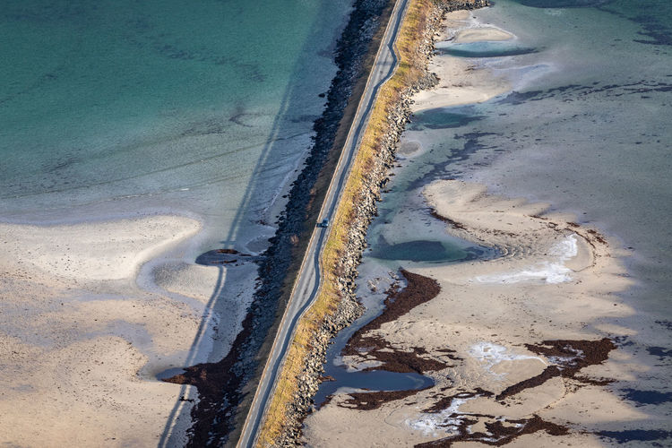 Aerial view of bridge at beach