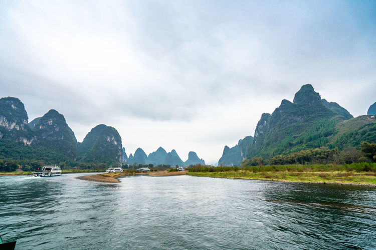 Mountains and water on the li river in china