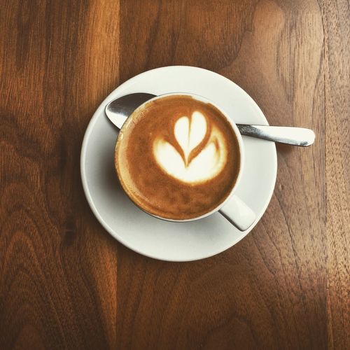 High angle view of coffee on table