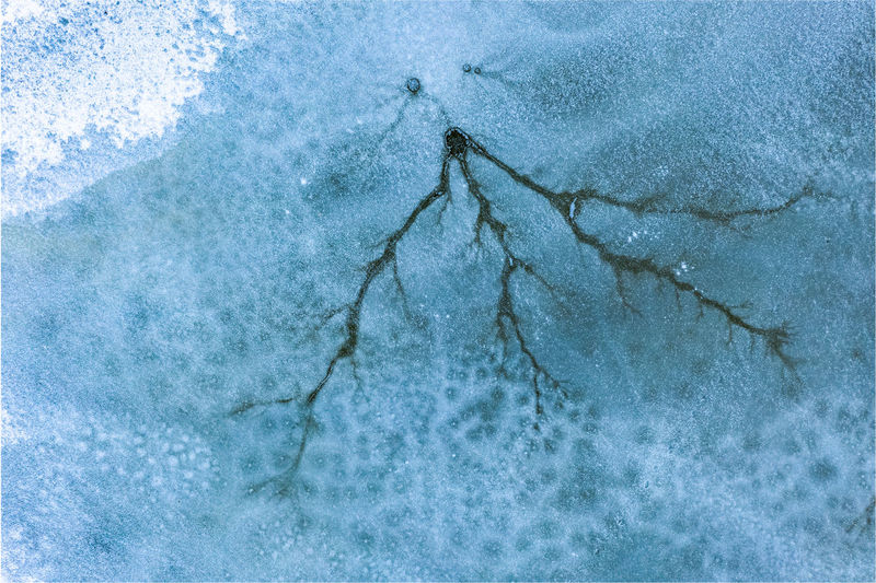 Aerial view of frozen lake. aerial photography during winter season.