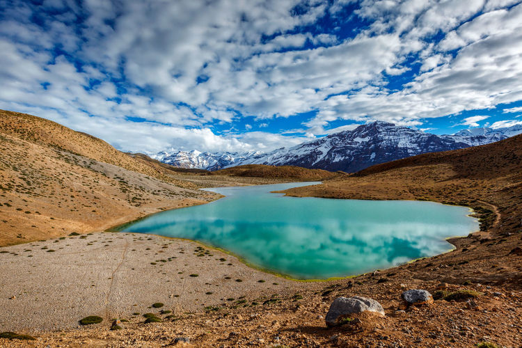Dhankar lake. spiti valley, himachal pradesh, india