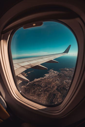 Aerial view of airplane window