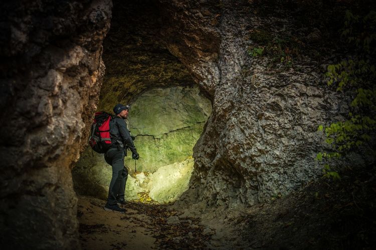 Full length of man in cave